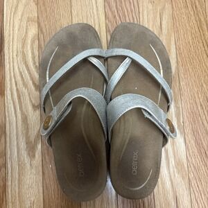 Aetrex Izzy Orthopedic Comfortable Leather Memory Foam Slide Sandals‎ for Women